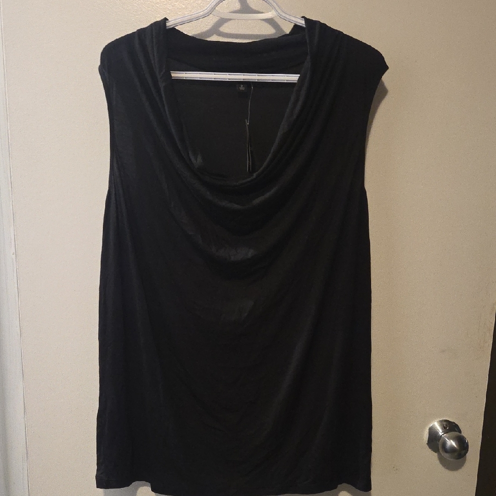 Black Drape Neck Women’s Tank Top - Unbranded